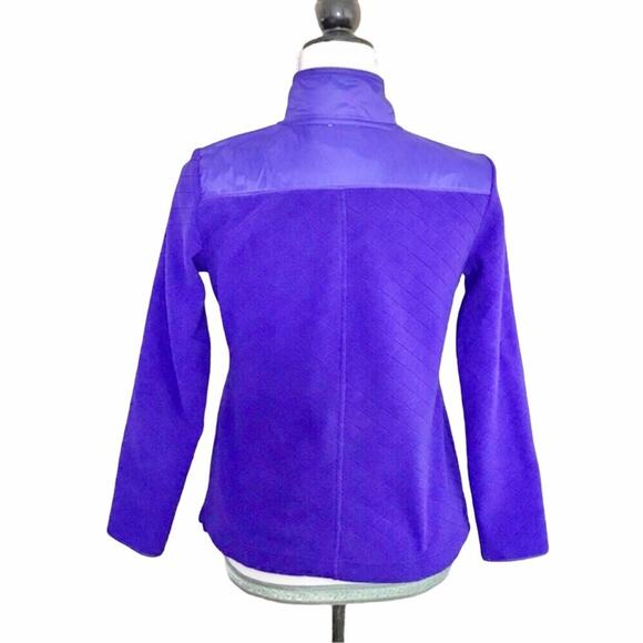 Talbots Purple Fleece Jacket Athletic Diamond Texture Full Zip XS/2 - Picture 3 of 6